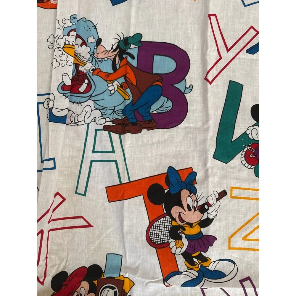 Vintage Disney Mickey Mouse Alphabet Crib Sheet Dundee Made in USA ABC Print